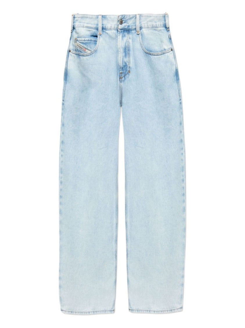 Diesel Light Wash Denim Jeans With Wide-Leg Silhouette