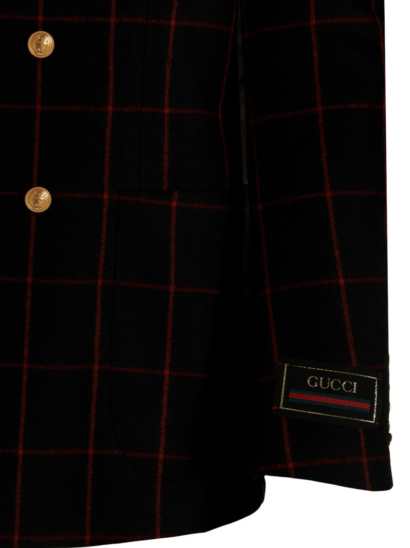 Gucci Double-Breasted Check Blazer