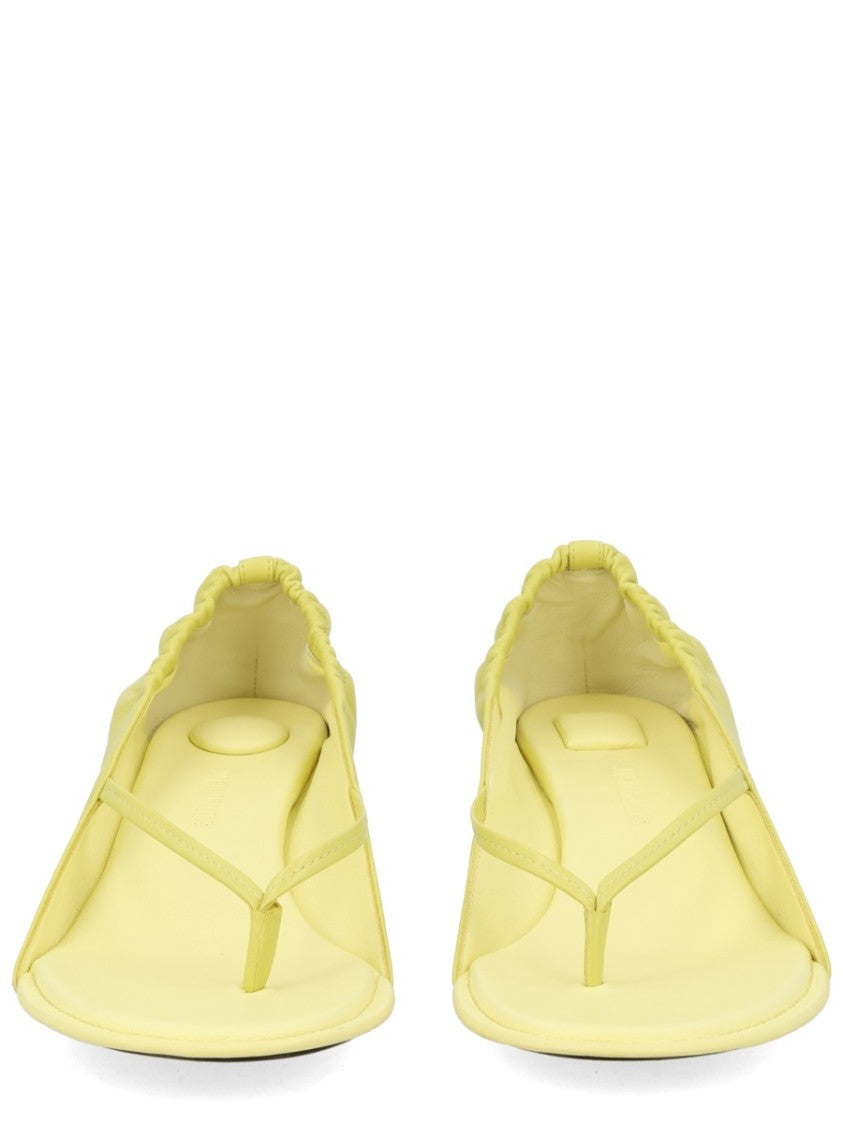 Jacquemus Lamb Leather Thong Ruched Back Sandals