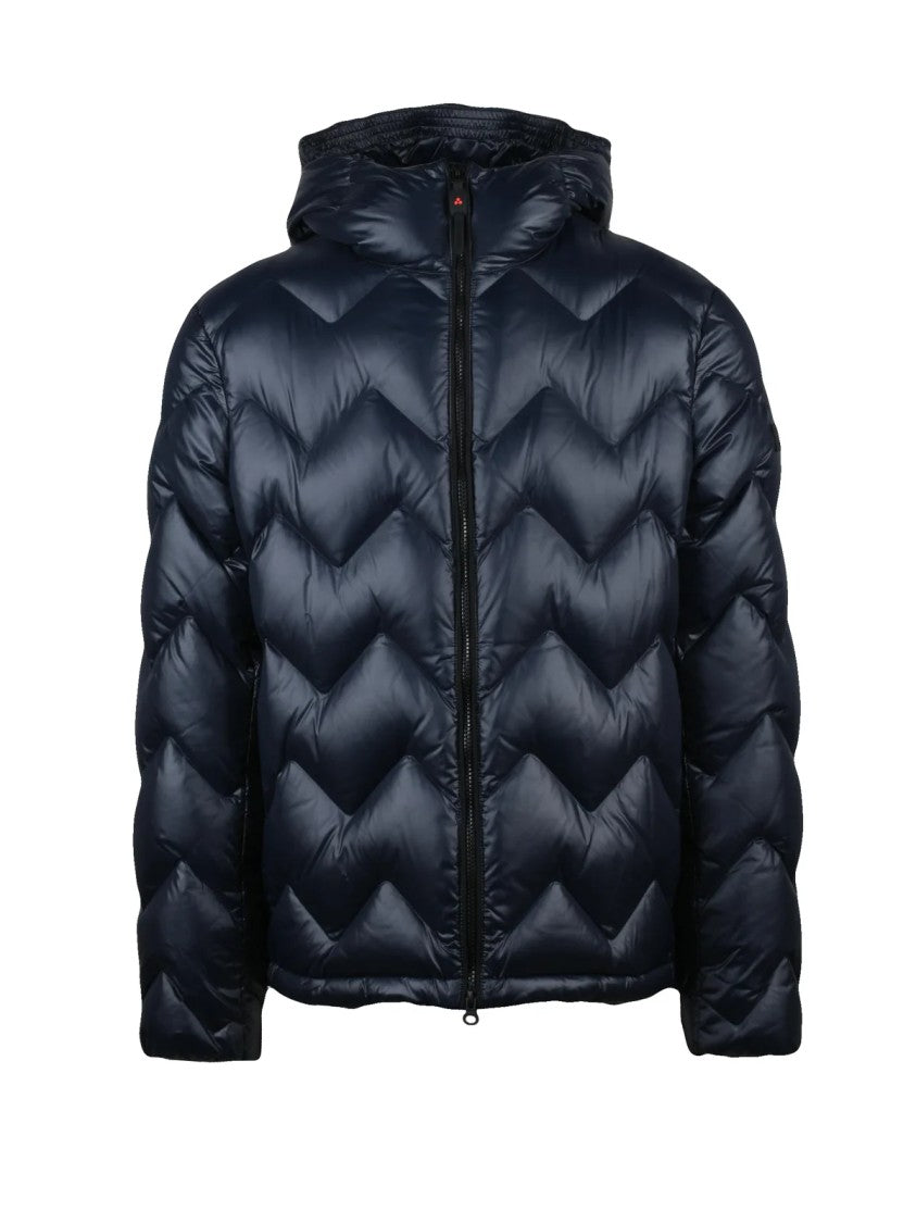 Peuterey Chevron Quilted Down Jacket With Glossy Finish And Hood