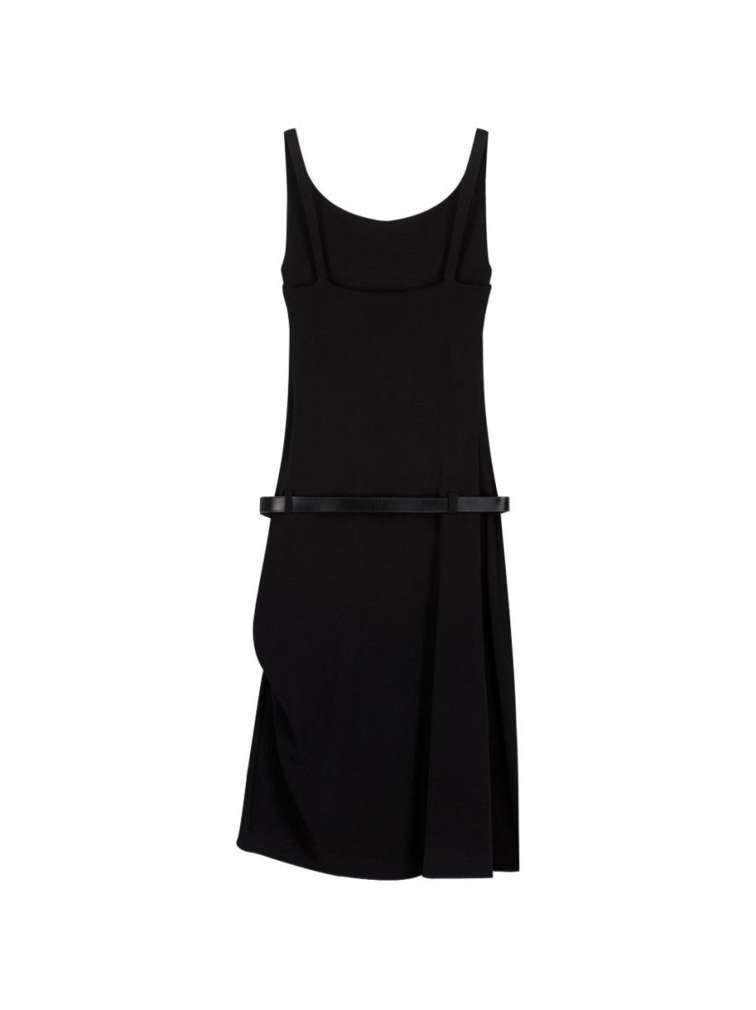 Coperni Black Sleeveless Fitted Ruched Mini Dress