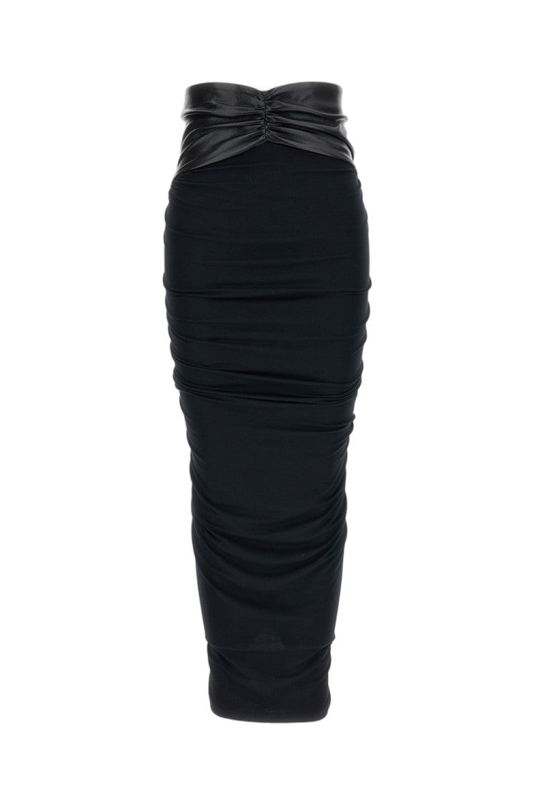 The Andamane Black Ursula Draped Jersey Midi Skirt