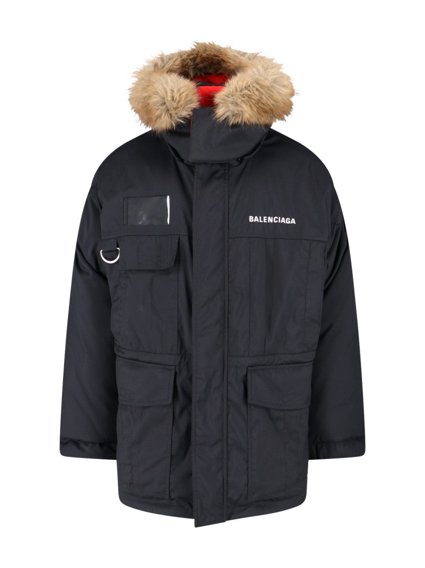 Balenciaga Reversible Logo Puffer Jacket – Black/Red