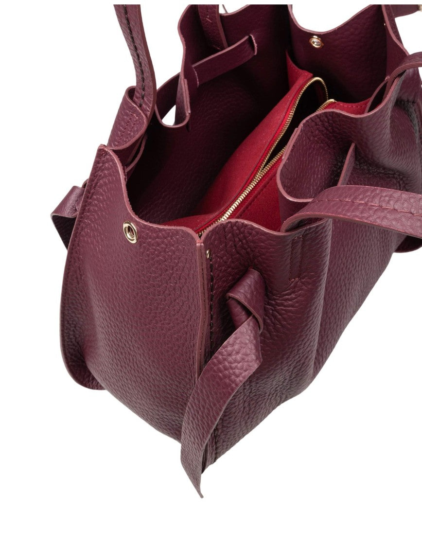 Visona Vittoria Santorini Shopping Bag In Bordeaux Leather