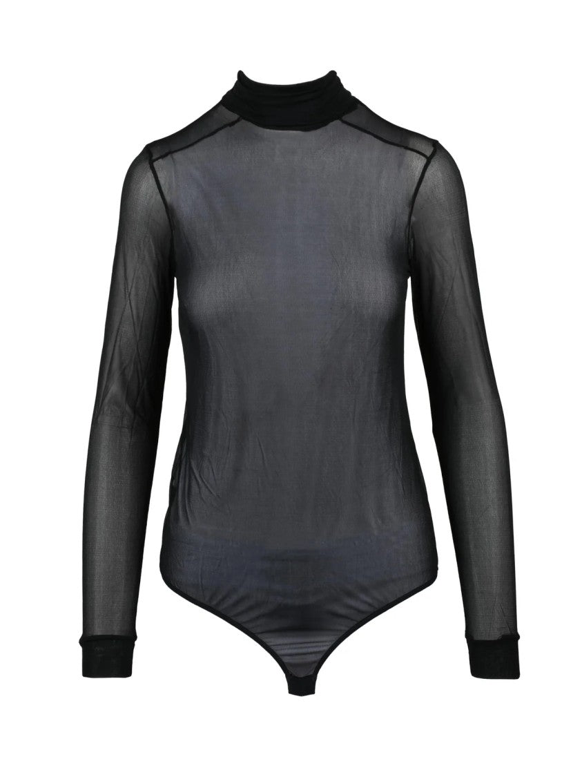 Maison Margiela Black Viscose Sheer Bodysuit