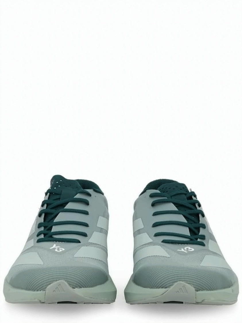 Y-3 Streamlined Green Sneakers With Tonal Stripes
