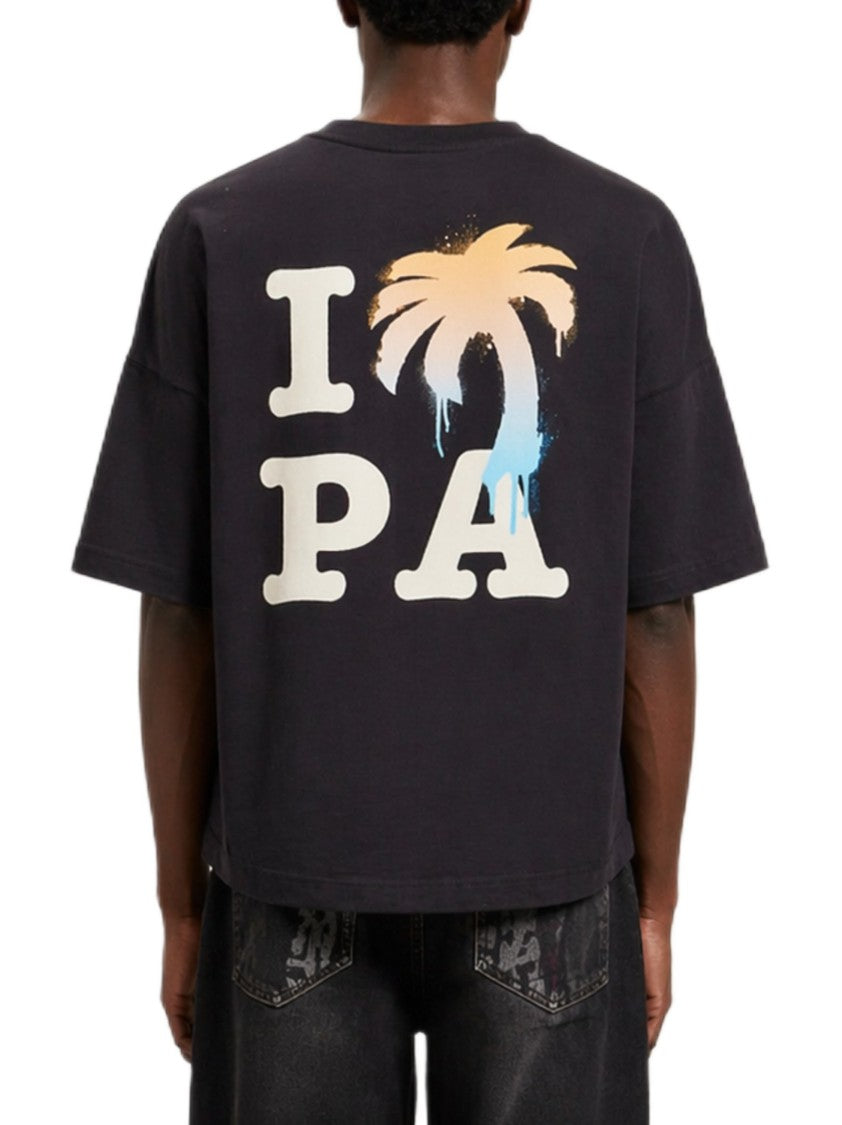 Palm Angels Oversized Black T-Shirt With Graphic Palm Tree Design