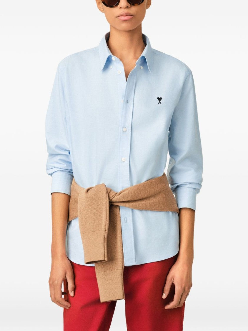 Ami Paris Button-Down Shirt With Embroidered Heart Detail