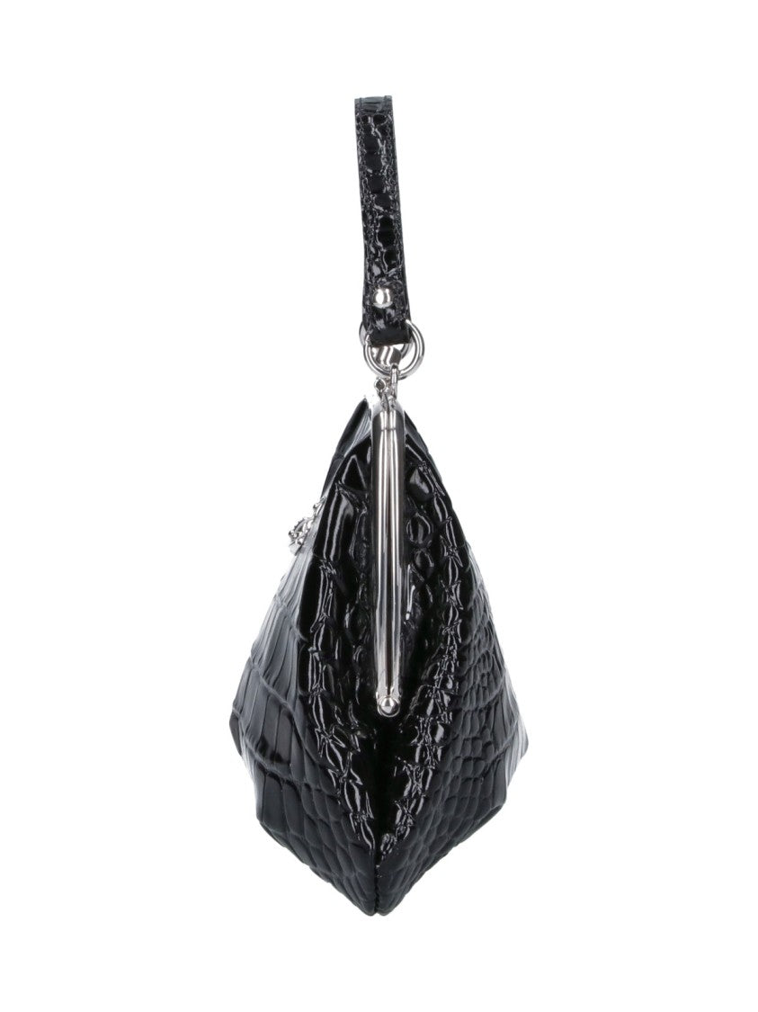 Vivienne Westwood Black Granny Frame Crocodile-Embossed Calfskin Handbag
