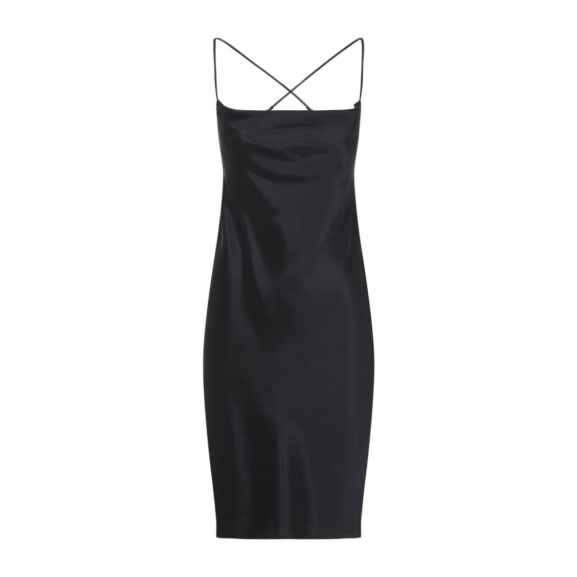 Saint Laurent Glossy Silk Dress With Crisscross Straps