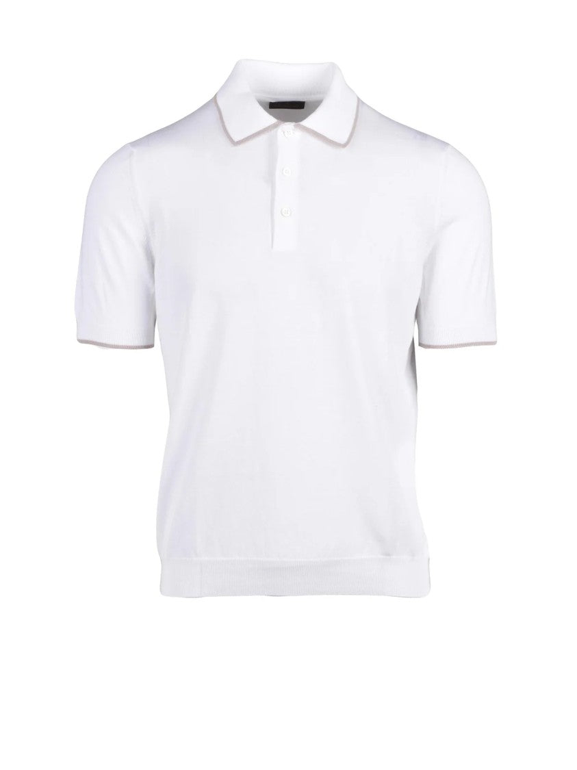 Ambrosio White Cotton Knit Polo