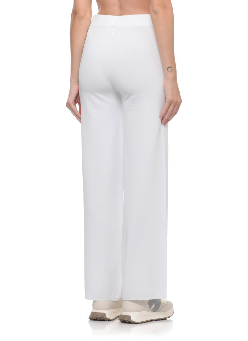 Kangra White Viscose Straight-Leg Pants