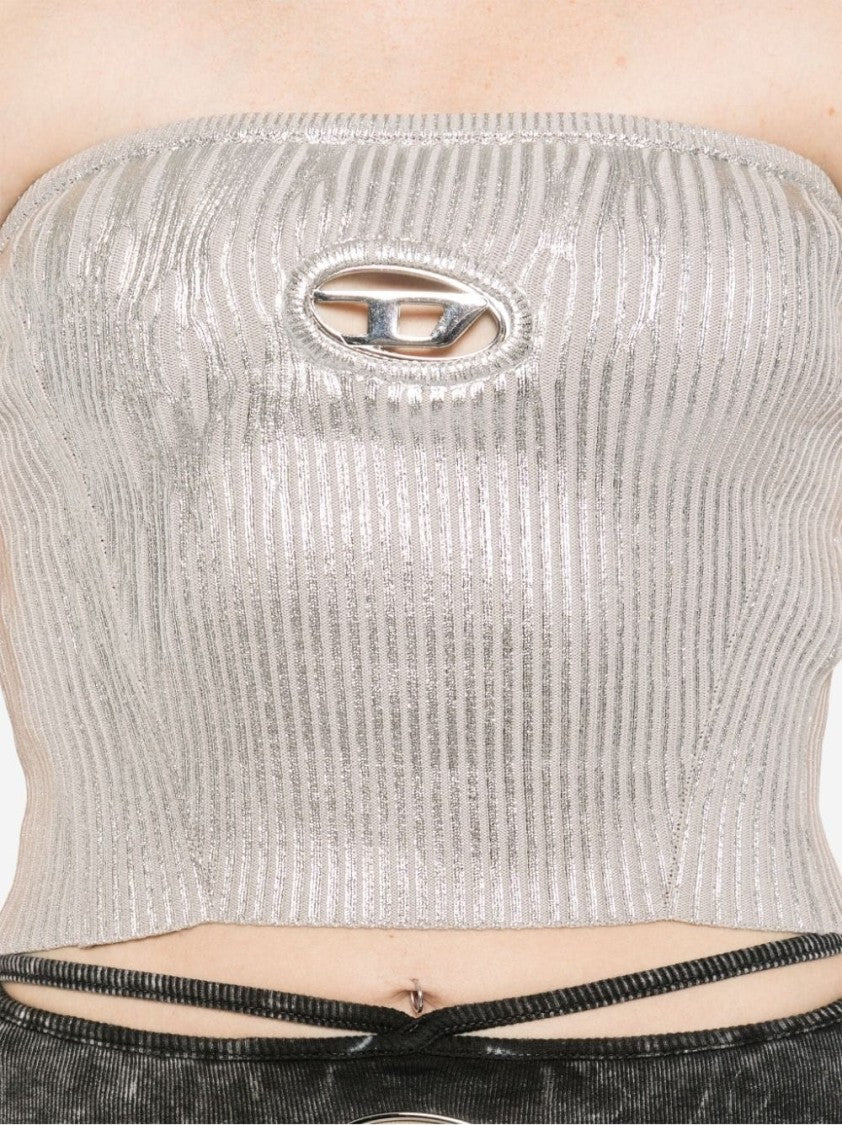 Diesel Ribbed Metallic Strapless Top