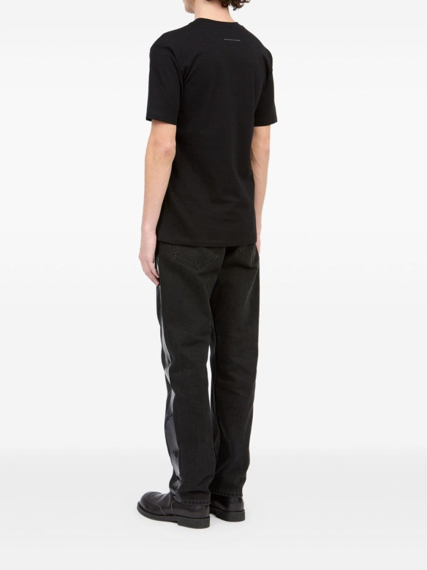 Mm6 By Maison Margiela Gradient Effect Black T-Shirt With Subtle Graphic Print