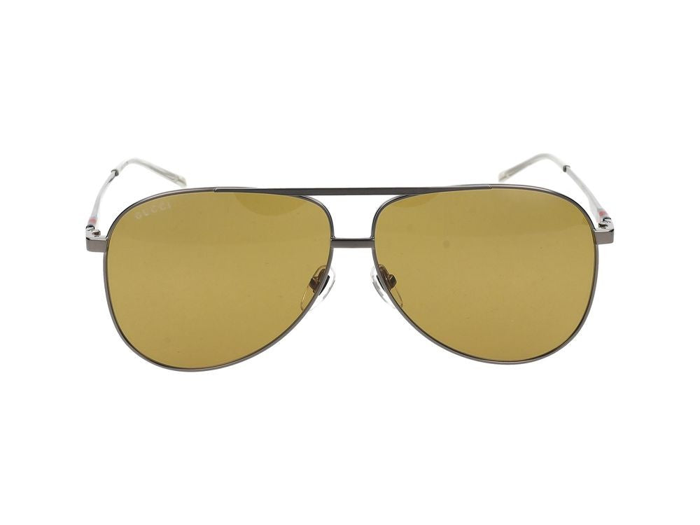 Gucci Ruthenium Amber Lenses Metal Frame Sunglasses