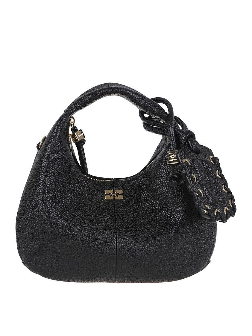 Ganni Textured Black Bag With Adjustable Strap