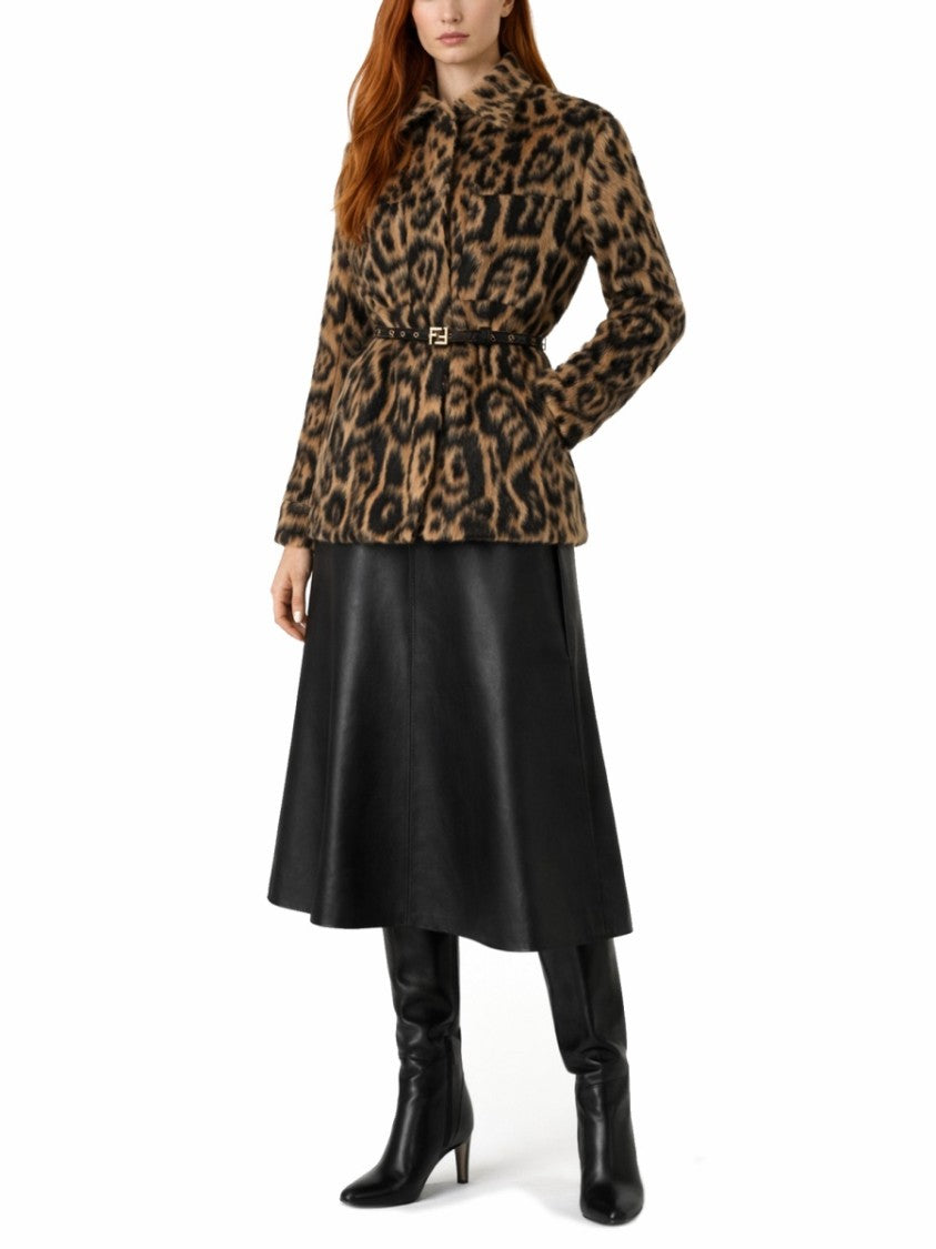 Fendi Leopard Go-To Wool-Blend Jacket