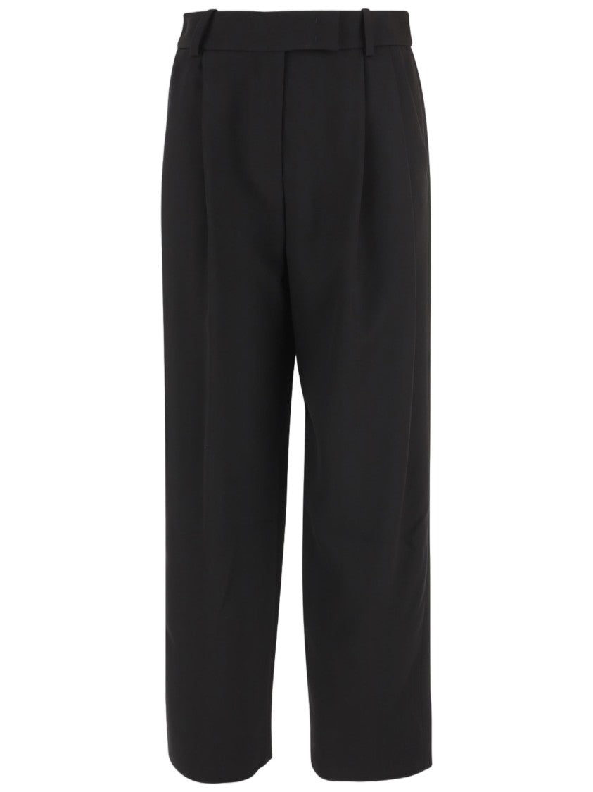 Giorgio Armani Straight-Leg Silk Pants With Pleat Detailing And Belt Loops