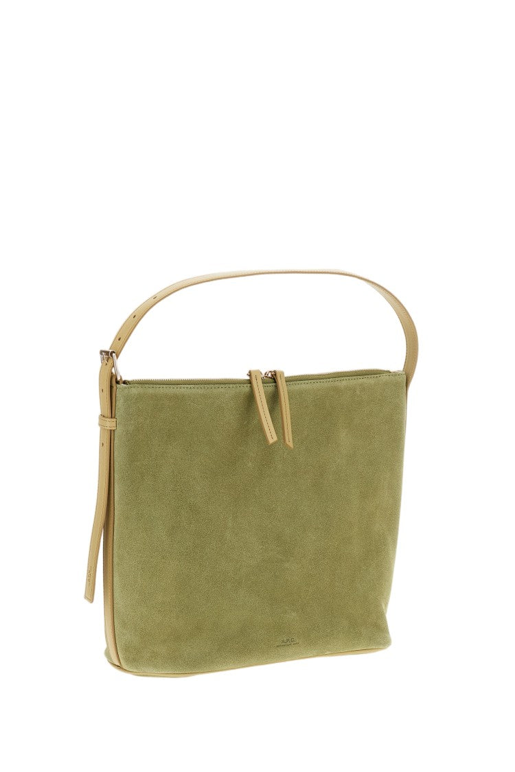 A.P.C. Green Vera Suede Shoulder Bag