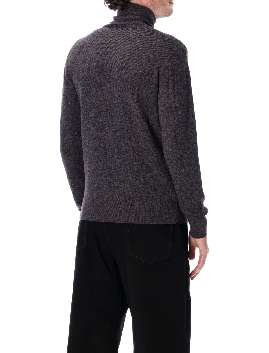 Lemaire Finely Knit Turtleneck Sweater With Subtle Mouline Texture