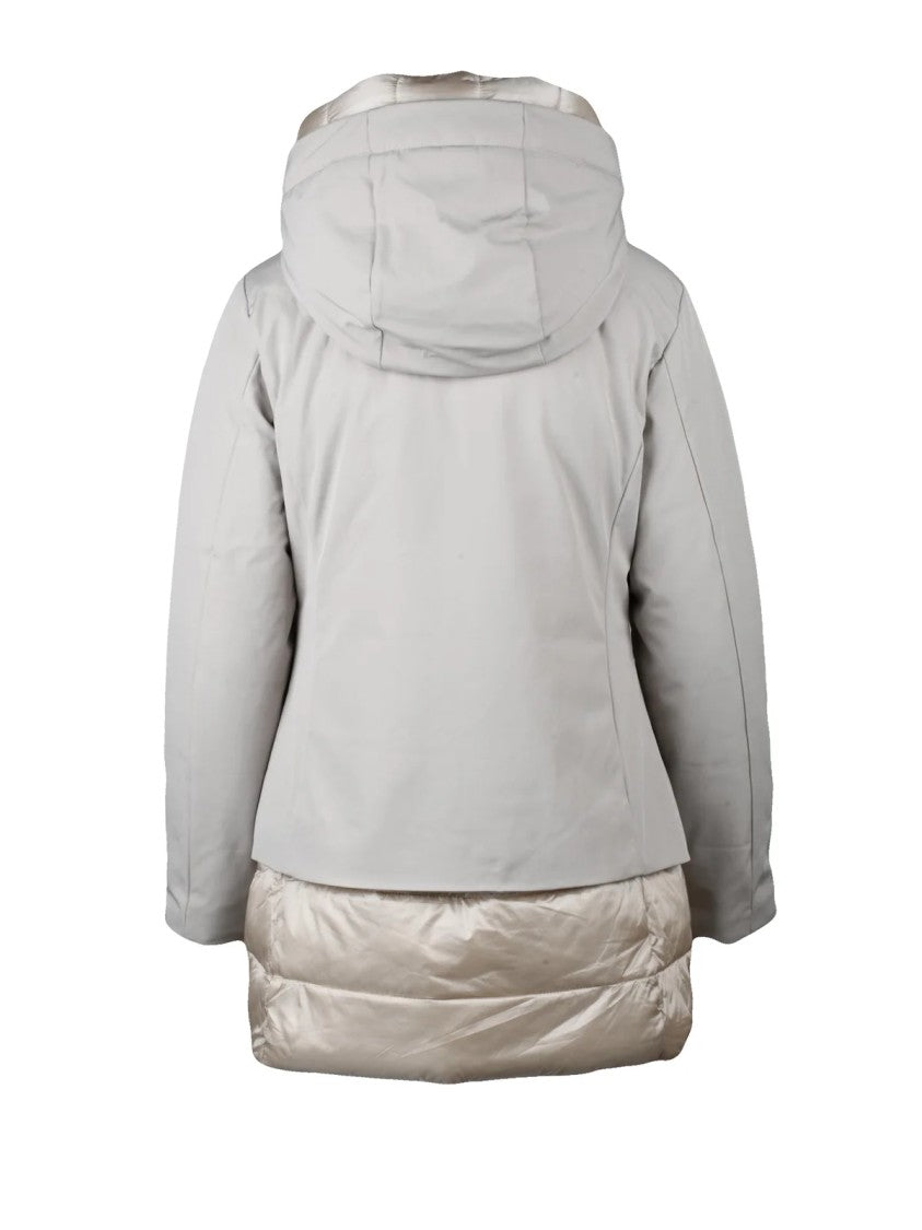 Bomboogie Padded Pearl Grey Short Jacket With Combined Closure