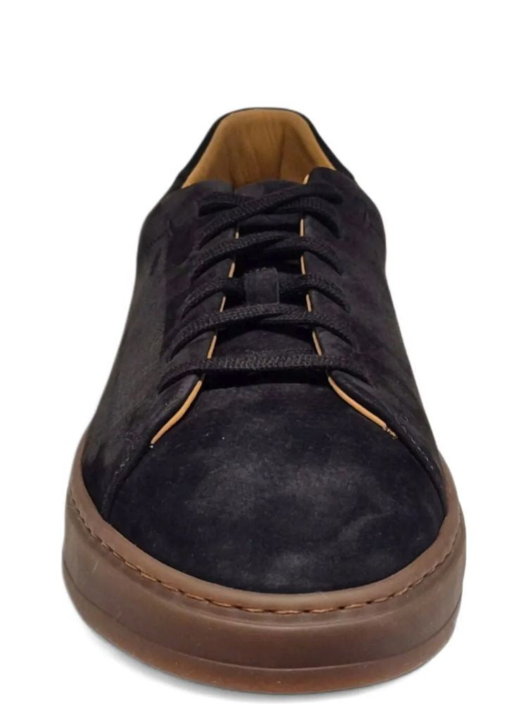 Henderson Black Low-Top Rubber Sole Leather Sneakers