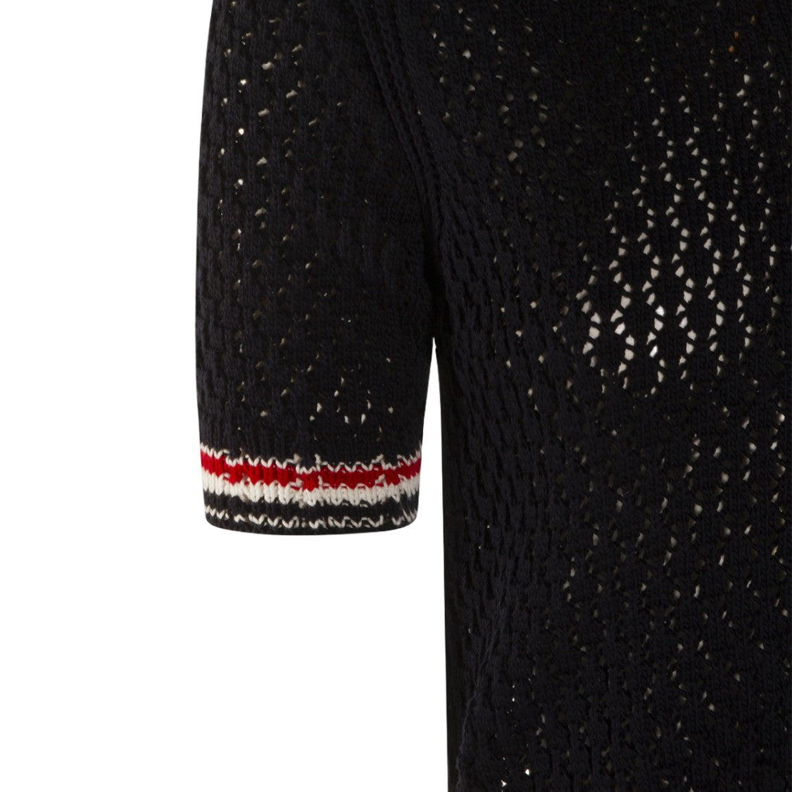Thom Browne Short-Sleeved Knit Top With Openwork Pattern