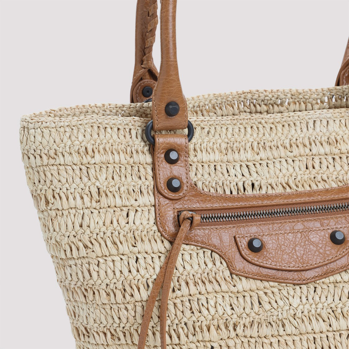 Balenciaga Natural Beige Raffia Le City Basket Shoulder Bag