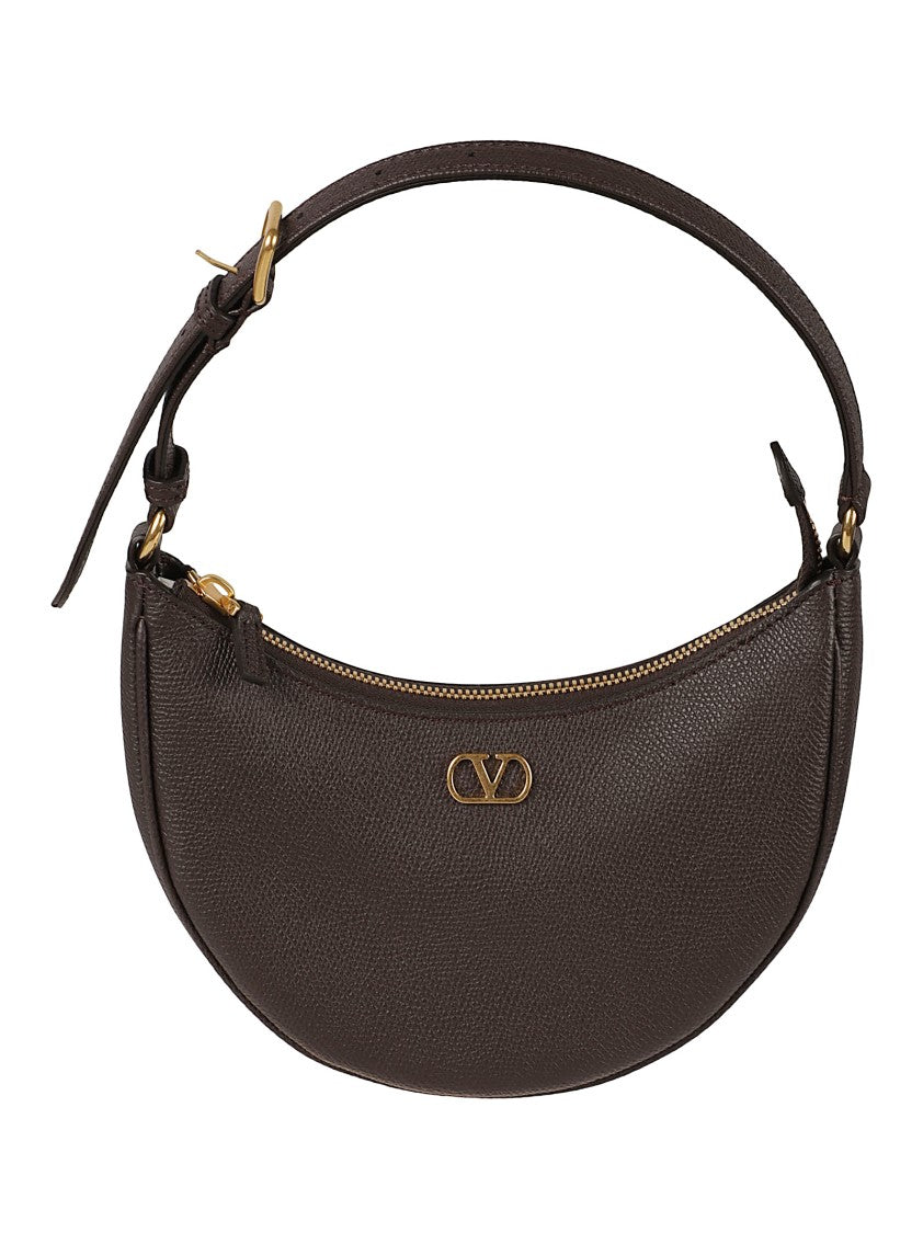 Valentino Garavani Crescent-Shaped Handbag In Textured Split Calf Leather