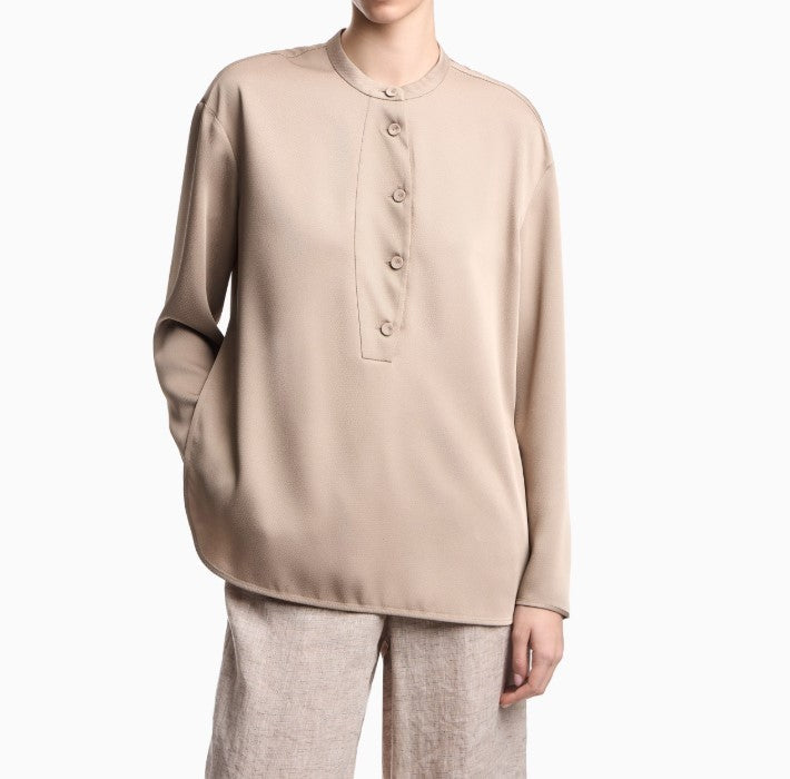 Emporio Armani Crepe Twill Guru Collar Covered Shirt