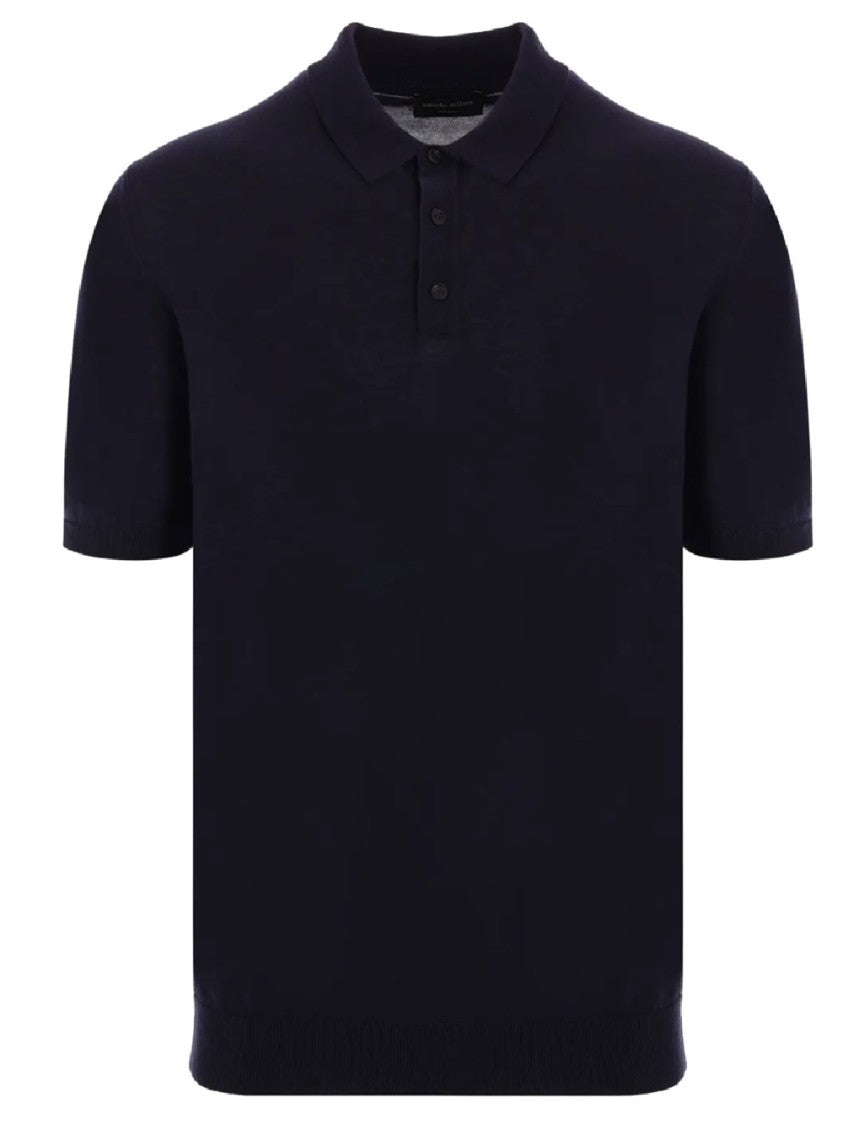 Roberto Collina Navy Polo Shirt With Classic Collar