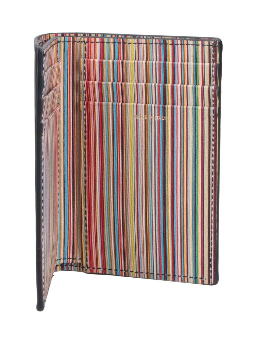 Paul Smith Black Signature Stripe Leather Wallet