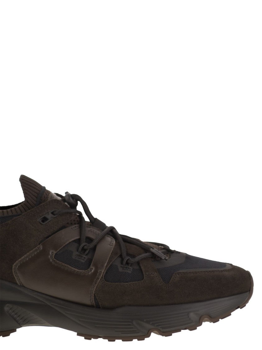 Tod's Leather And Technical Fabric Sneakers