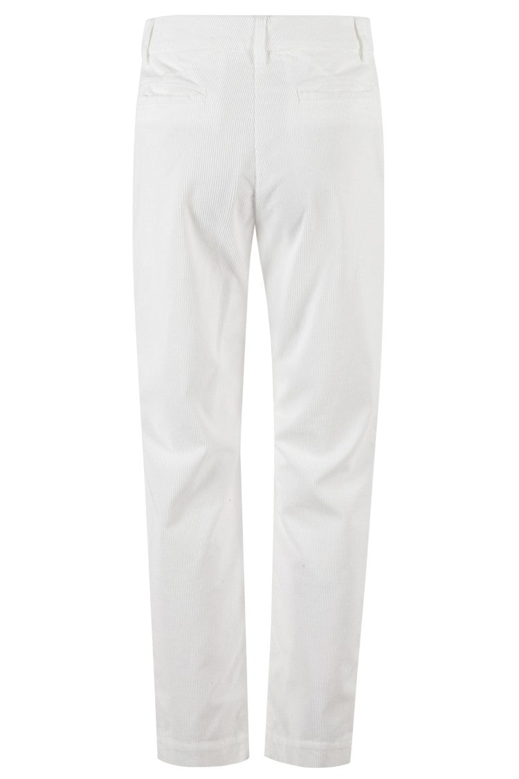 Eleventy Ribbed Tailored Trousers With Angled Pockets