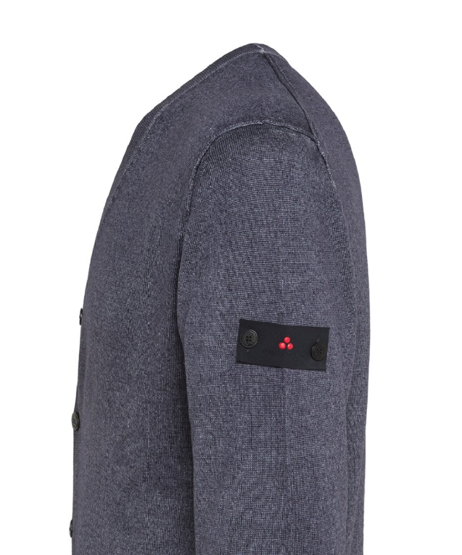 Peuterey Timeless Blue Cardigan V-Neck And Button