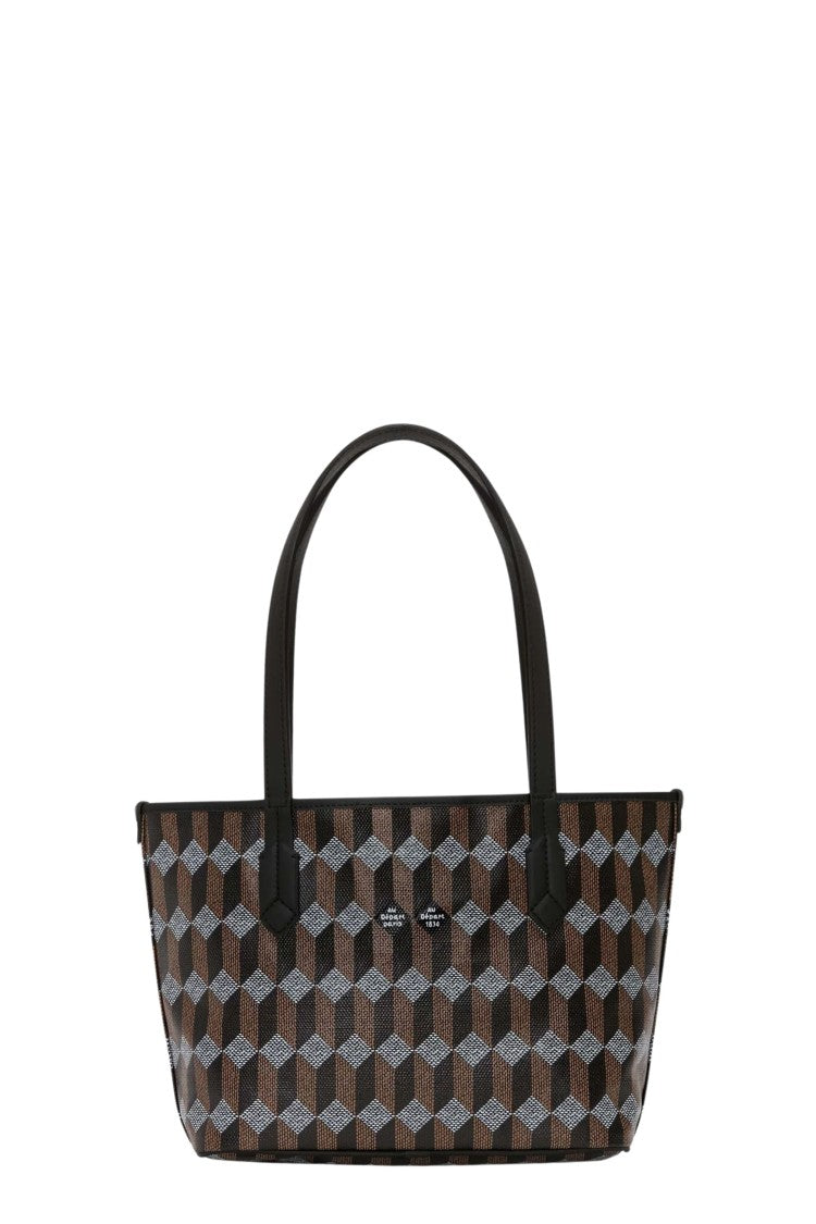 Au Depart Geometric Monogram Tote Bag With Leather Handles