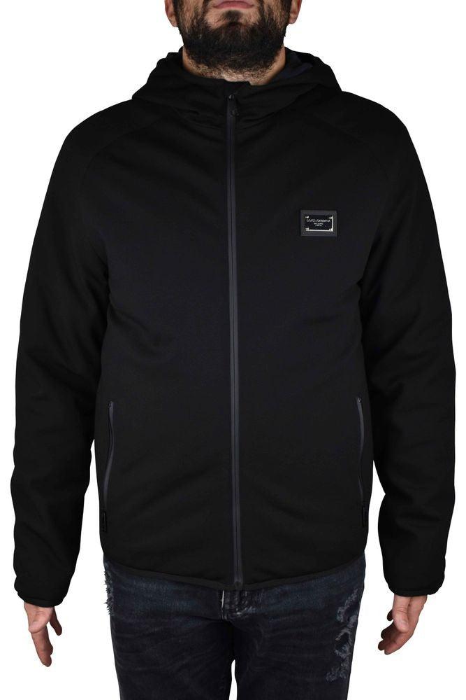 Dolce & Gabbana Hooded Black Vest In Stretch Technical Jersey