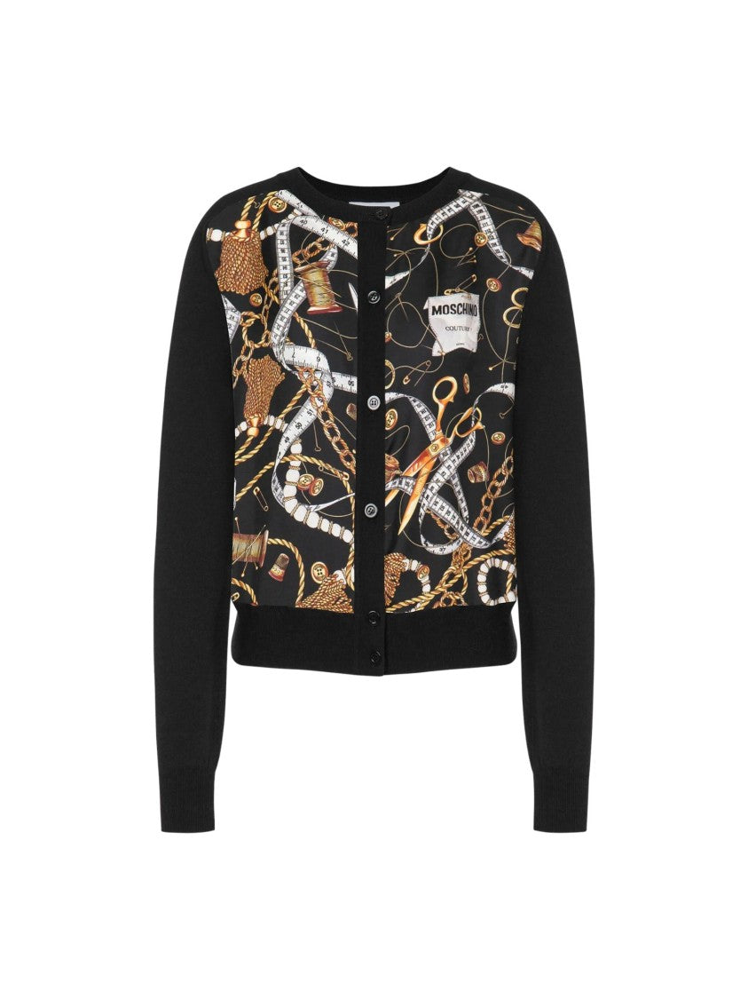 Moschino Silk Twill Intarsia Cardigan