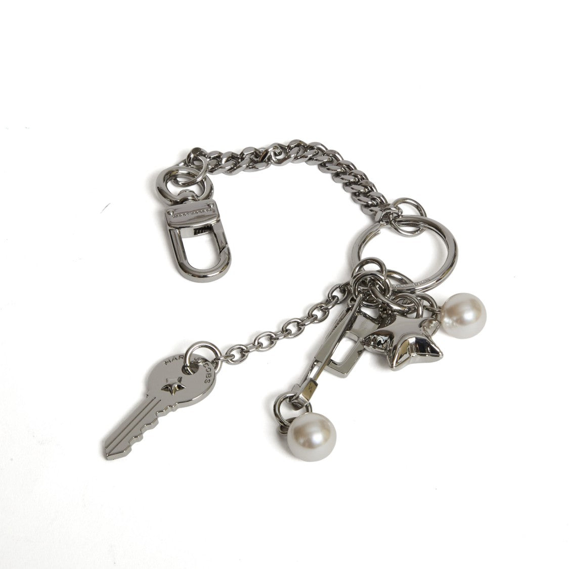 Marc Jacobs Cluster Charm Keyring Playful Silver Accents