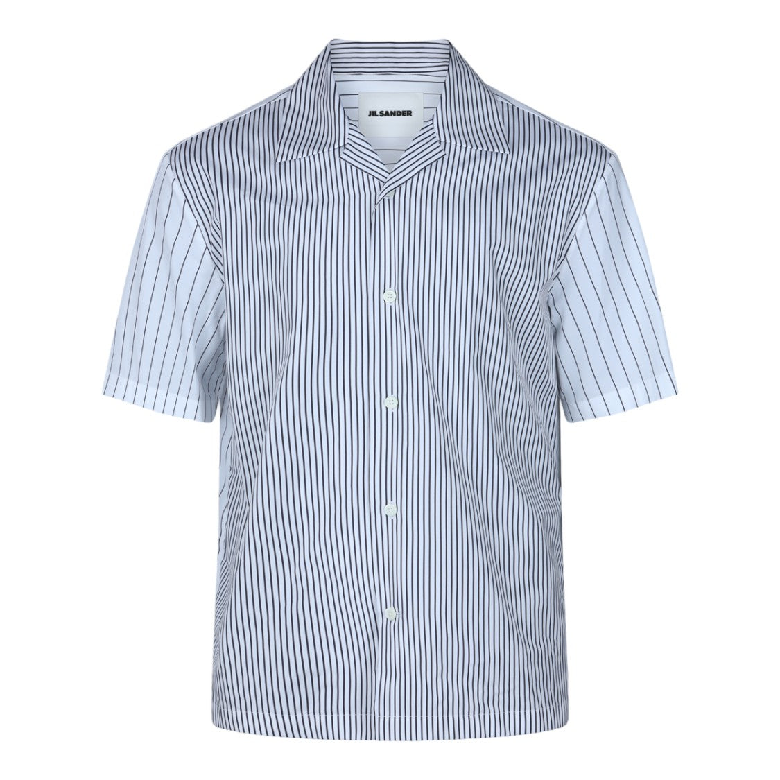Jil Sander Short-Sleeved Pinstripe Shirt With Classic Collar