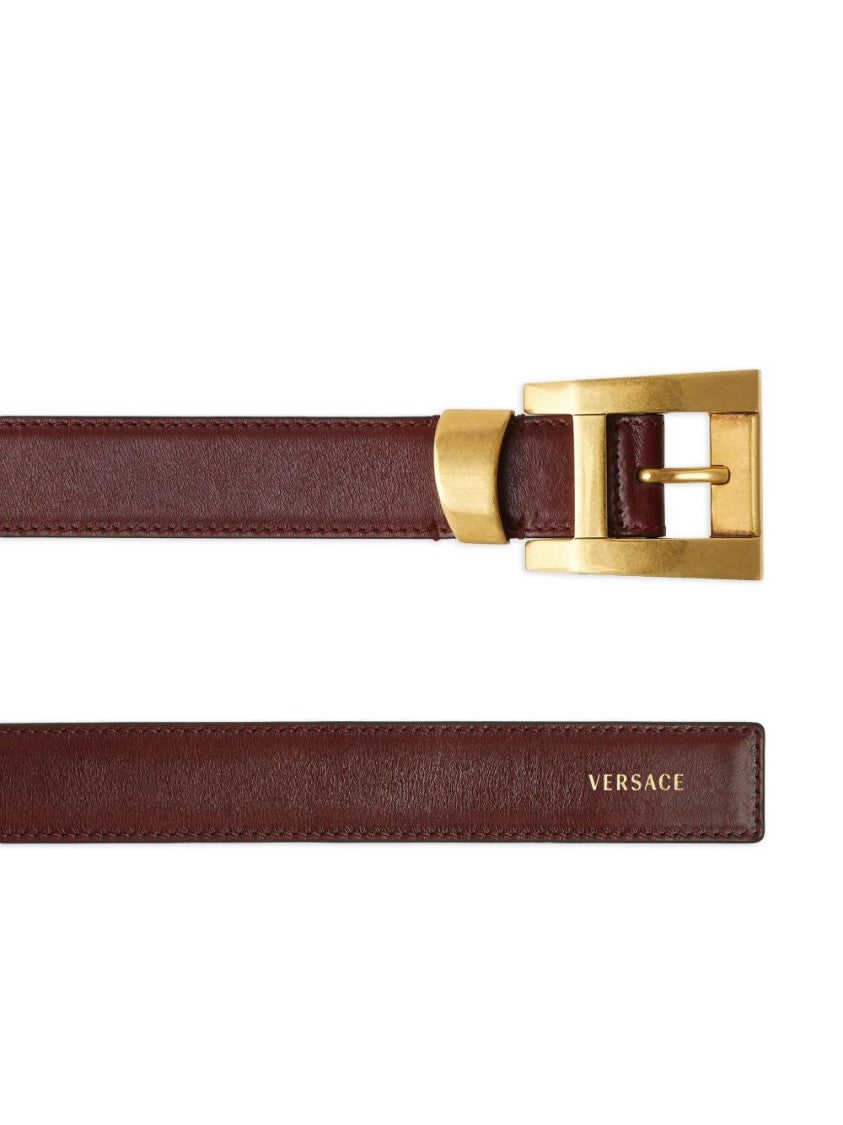 Versace Silk And Nylon Belt With Gold-Tone Buckle And Logo Detail