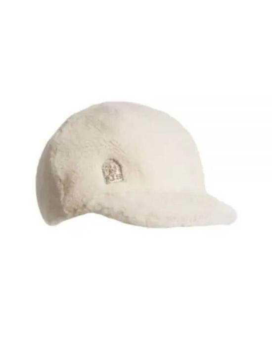 Parajumpers Plush Sheepskin Cap With Curved Brim And Embroidered Detail