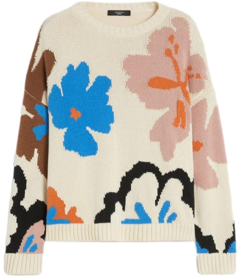 Max Mara Multicolor Floral Wkdcelebre Linen Sweater