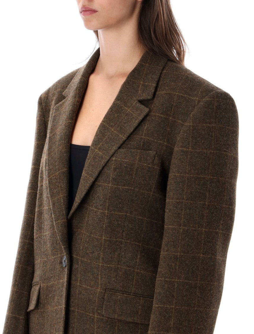 Róhe Oversized Check Wool Single-Breasted Blazer