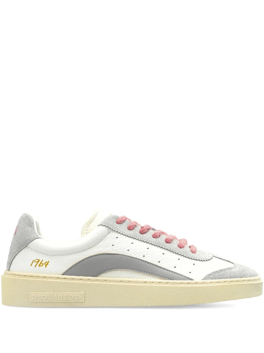 Dsquared2 White/Grey Low-Top Suede Texture Sneakers