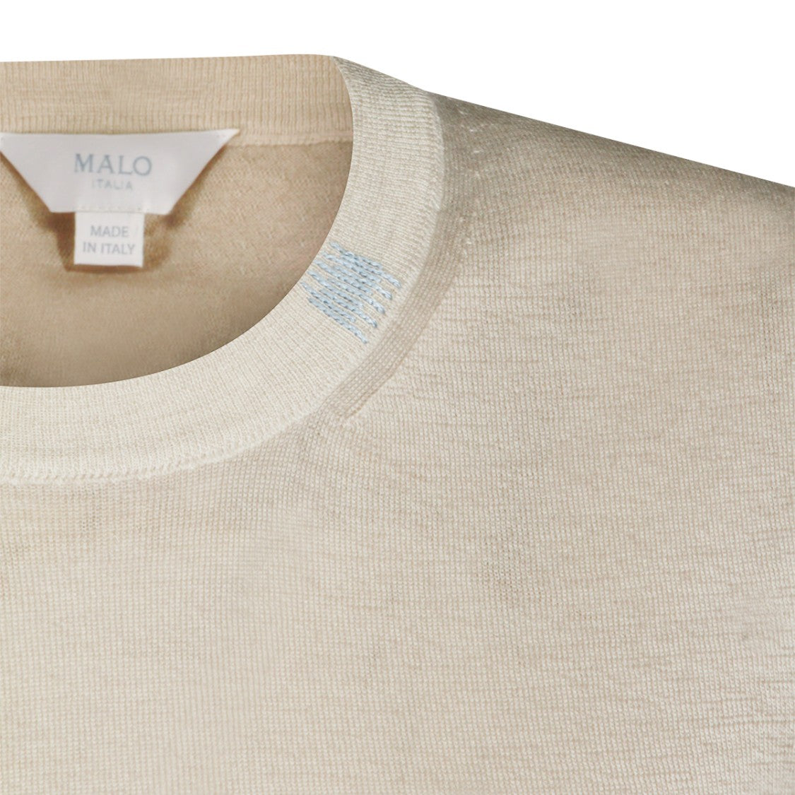 Malo Ecru Crew Neck Slim Fit Wool Sweater