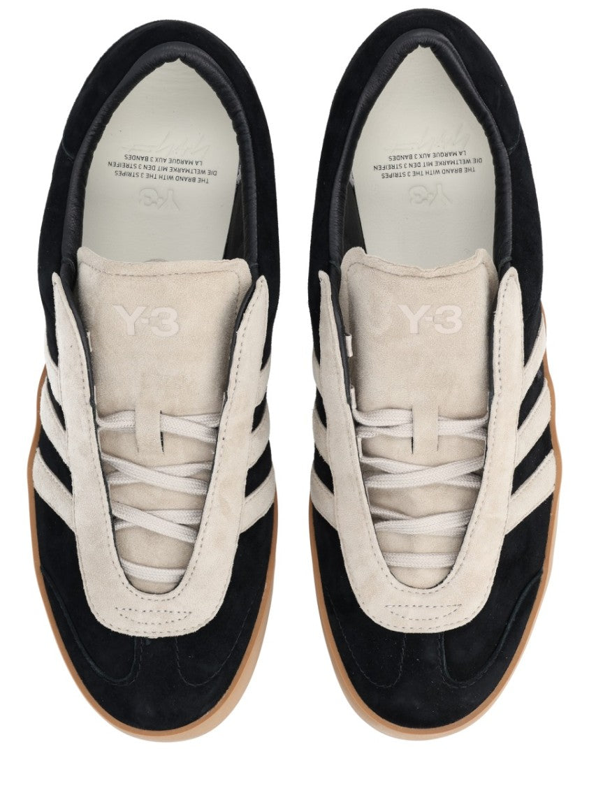 Y-3 Black Gazelle Beige Stripes Leather Sneakers
