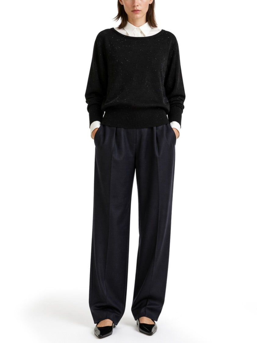 Herno Black Sequin Metallic Ribbed Cuffs Shirt