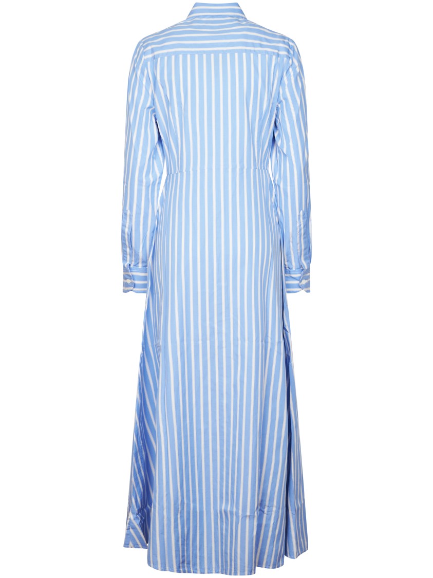 Mc2 Saint Barth Vertical Stripe Long Dress With Classic Collar