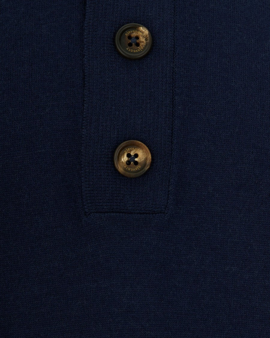 Eleventy Grey Long-Sleeve Cashmere Blend Polo Shirt